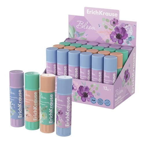 Клей-карандаш 13г ErichKrause EasyStick "Pastel Bloom" PVP, экономичный расход, микс 10474291 - фото 16928764