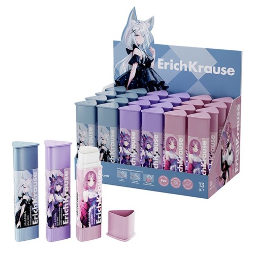 Клей-карандаш 13 г ErichKrause Prism "Manga" PVP, треугольный, микс 10474293 - фото 16928776