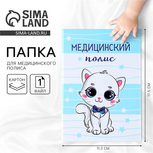 Папка для медицинского полиса «Наш котёнок», 17,5 х 11,3 см. 10205462 - фото 16931561