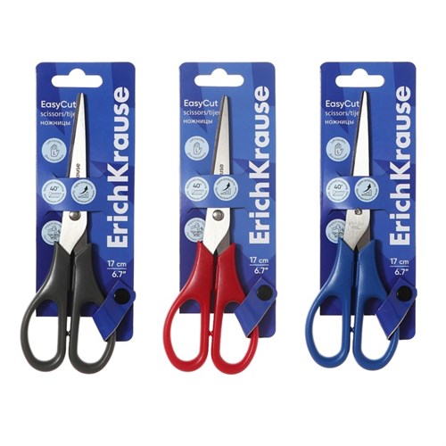 Ножницы 17 см ErichKrause "EasyCut", двойная заточка, микс, европодвес 10657423 - фото 16932535