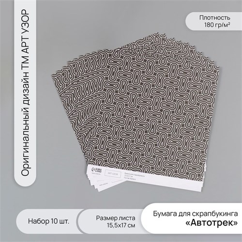 Бумага для скрапбукинга "Автотрек" плотность 180 гр набор 10 шт 15,5х17 см 10718213 - фото 16937531