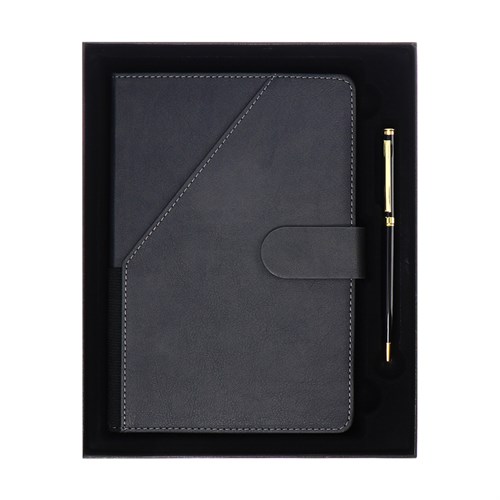 Ежедневник недатированный А5, 140л, клетка, к/зам, с ручкой, в подар. короб., Серый 10536933 - фото 16938507