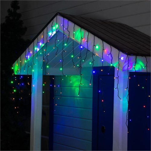 Гирлянда «Бахрома» 3 × 0.6 м, IP44, УМС, тёмная нить, 160 LED, свечение мульти, 220 В 187284 - фото 16951636