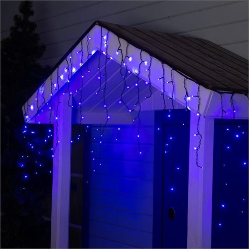 Гирлянда «Бахрома» 3 × 0.6 м, IP44, УМС, тёмная нить, 160 LED, свечение синее, 220 В 187285 - фото 16951645
