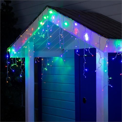 Гирлянда «Бахрома» 4 × 0.6 м, IP44, прозрачная нить, 180 LED, свечение мульти, 8 режимов, 220 В 671668 - фото 16952107