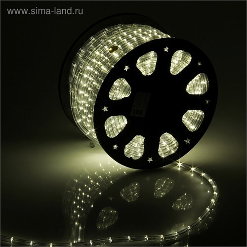 Световой шнур Luazon Lighting 11 мм, IP65, 100 м, 24 LED/м, 220 В, 2W, постоянное свечение, свечение тёплое белое 767708 - фото 16952599