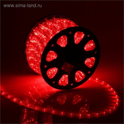 Световой шнур Luazon Lighting 11 мм, IP65, 100 м, 24 LED/м, 220 В, 2W, постоянное свечение, свечение красное 767711 - фото 16952607
