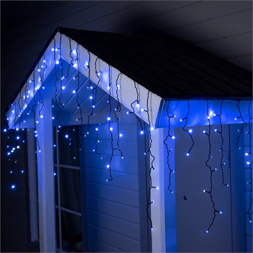 Гирлянда «Бахрома» 4 × 0.6 м, IP44, тёмная нить, 180 LED, свечение синее, мерцание белым, 220 В 1080162 - фото 16953055