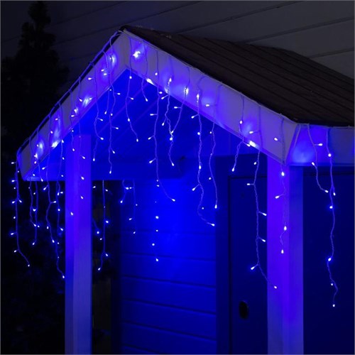 Гирлянда «Бахрома» 3 × 0.6 м, IP44, УМС, белая нить, 160 LED, свечение синее, 220 В 1080175 - фото 16953344