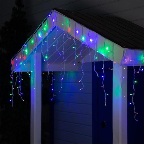 Гирлянда «Бахрома» 3 × 0.6 м, IP44, УМС, белая нить, 160 LED, свечение мульти, 220 В 1080173 - фото 16953378
