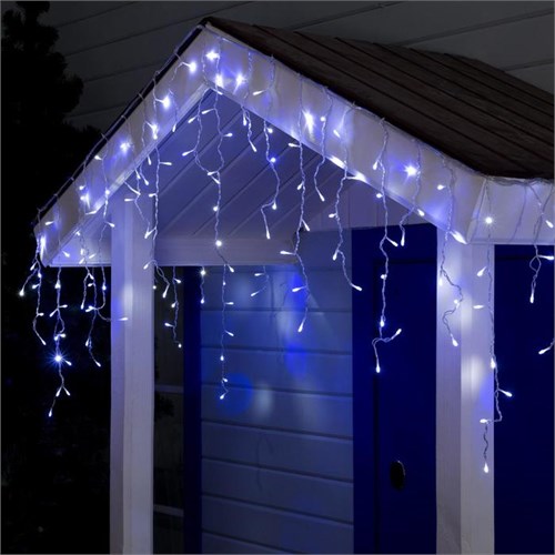 Гирлянда «Бахрома» 3 × 0.6 м, IP44, УМС, прозрачная нить, 160 LED, свечение бело-синее, мигание, 220 В 1080166 - фото 16953386