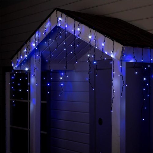Гирлянда «Бахрома» 4 × 0.6 м, IP44, тёмная нить, 180 LED, свечение бело-синее, мигание, 220 В 1080161 - фото 16953464
