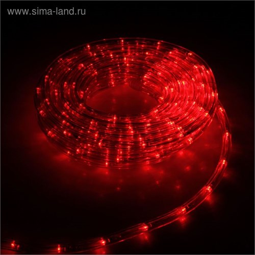Световой шнур Luazon Lighting 10 мм, IP65, 5 м, 24 LED/м, 220 В, 8 режимов, свечение красное 1589822 - фото 16953979