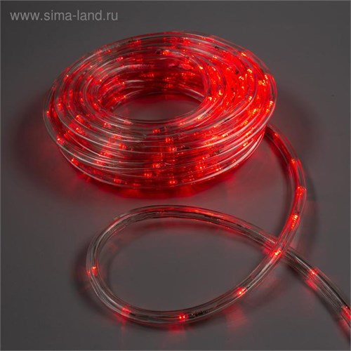 Световой шнур Luazon Lighting 10 мм, IP65, 10 м, 24 LED/м, 220 В, 8 режимов, свечение красное 1589829 - фото 16954027
