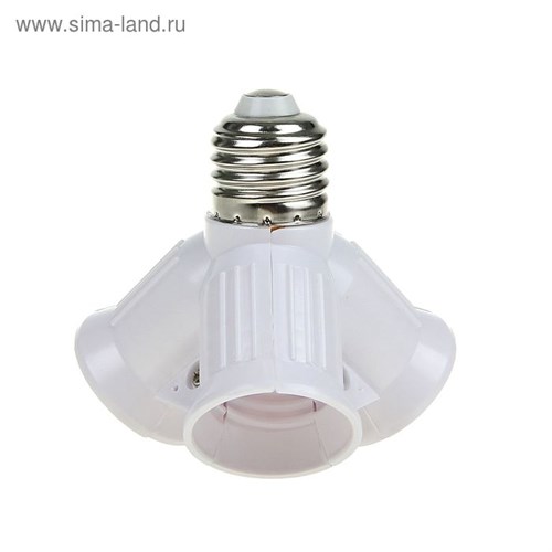 Переходник Ecolа, с цоколя E27 на 3хE27, белый 1803070 - фото 16954091