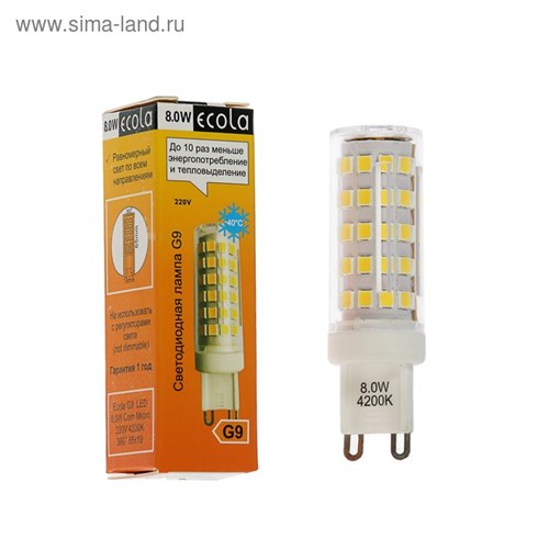 Лампа светодиодная Ecola LED Premium, G9, 8 Вт, 4200 K, 360°, 65x19 мм 2059073 - фото 16954237