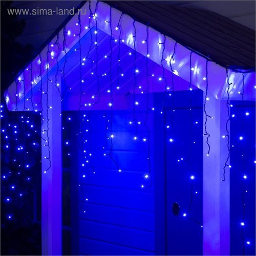 Гирлянда «Бахрома» 3 × 0.9 м, IP44, УМС, тёмная нить, 232 LED, свечение синее, 220 В 2361656 - фото 16955012