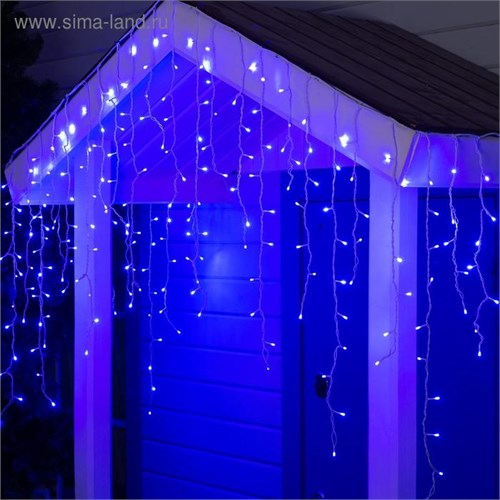 Гирлянда «Бахрома» 3 × 0.9 м, IP44, УМС, белая нить, 232 LED, свечение синее, 220 В 2361652 - фото 16955227