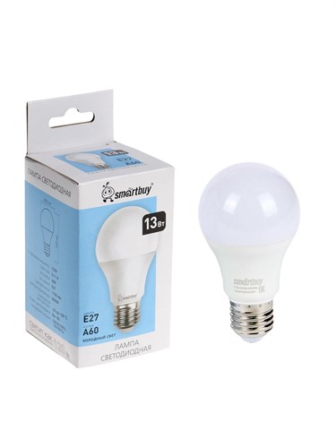 Лампа cветодиодная Smartbuy, E27, A60, 13 Вт, 6000 К, холодный белый свет 2916970 - фото 16955526