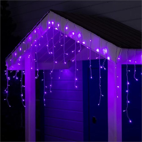 Гирлянда «Бахрома» 4 × 0.6 м, IP44, белая нить, 180 LED, свечение фиолетовое, 8 режимов, 220 В 3584214 - фото 16957331