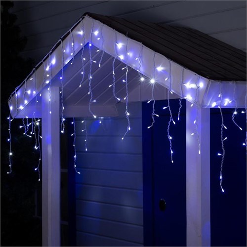Гирлянда «Бахрома» 4 × 0.6 м, IP44, белая нить, 180 LED, свечение бело-синее, мигание, 220 В 3584218 - фото 16958003