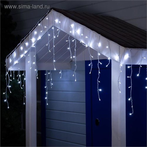 Гирлянда «Бахрома» 4 × 0.6 м, IP44, белая нить, 180 LED, свечение белое, мерцание белым, 220 В 3584221 - фото 16958022