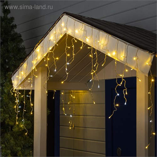 Гирлянда «Бахрома» 3 × 0.6 м, IP44, УМС, прозрачная нить, 160 LED, свечение тёплое белое, мерцание белым, 220 В 4356983 - фото 16961250