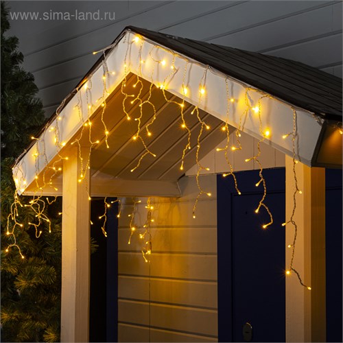 Гирлянда «Бахрома» 3 × 0.6 м, IP44, УМС, прозрачная нить, 160 SMD-LED, свечение тёплое белое, 220 В 4356990 - фото 16961275