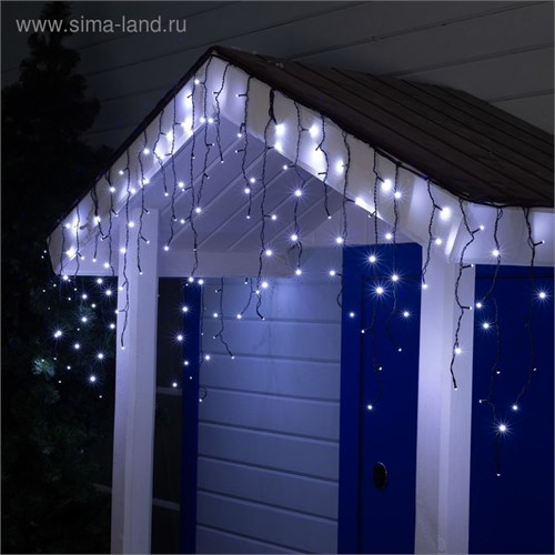 Гирлянда «Бахрома» 3 × 0.6 м, IP44, УМС, тёмная нить, 160 SMD-LED, свечение белое, 220 В 4356993 - фото 16961294