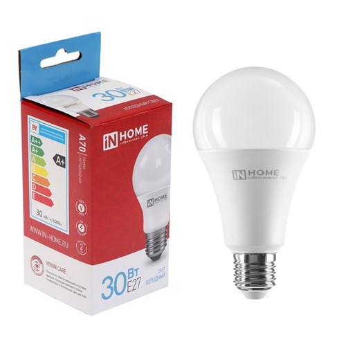 Лампа светодиодная IN HOME LED-A70-VC, Е27, 30 Вт, 230 В, 6500 К, 2850 Лм 5237487 - фото 16965991