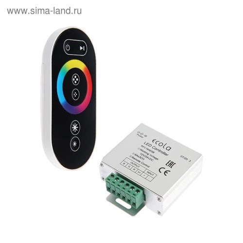 Контроллер Ecola для RGB ленты, 12 – 24 В, 18 А, пульт ДУ, чёрный 5799151 - фото 16966370