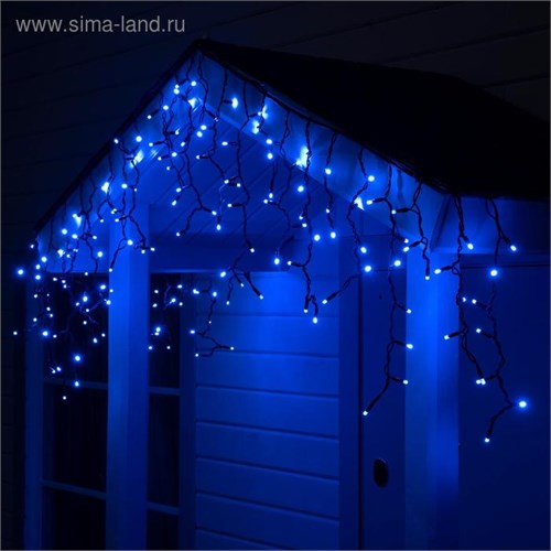 Гирлянда "Бахрома" 3 х 0.6 м , IP65, УМС, тёмная нить каучук, 108 LED, свечение синее, 220 В 5204447 - фото 16967182