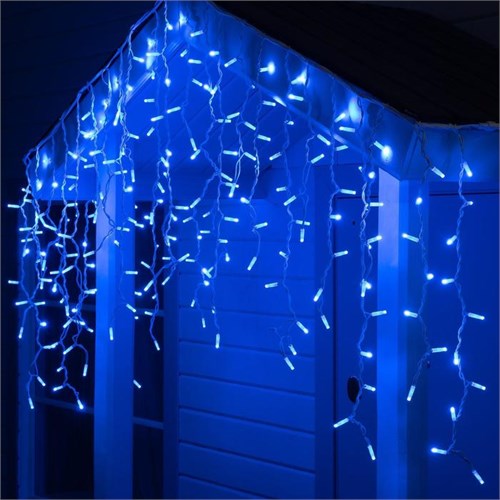 Гирлянда "Бахрома" 3 х 0.9 м , IP65, УМС, белая нить каучук, 232 LED, свечение синее, 220 В 5204451 - фото 16967195