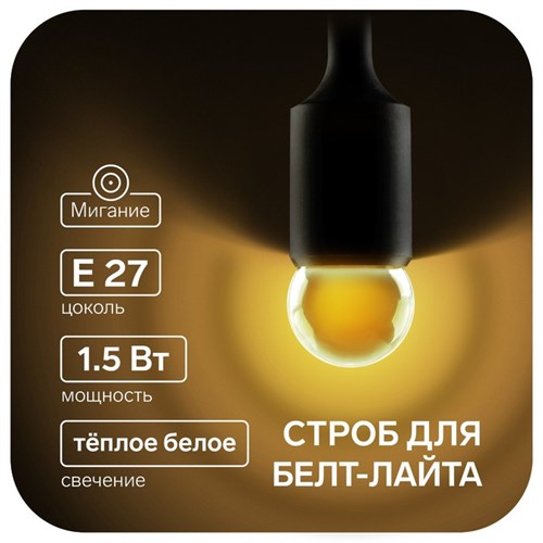 Лампа светодиодная строб, G45, E27, 1.5 Вт, для белт-лайта, т-белая, набор 10 шт. 10600169 - фото 17020020
