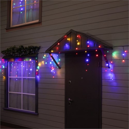 Гирлянда «Бахрома» 6 × 0.7 м, IP44, УМС, тёмная нить, 120 LED, свечение мульти, 220 В 10610437 - фото 17023225
