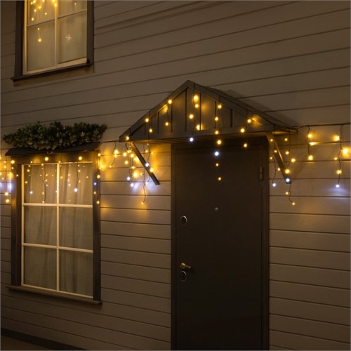 Гирлянда «Бахрома» 6 × 0.7 м, IP44, УМС, тёмная нить, 120 LED, свечение тёплое белое, мерцание, 220 В 10610455 - фото 17023267