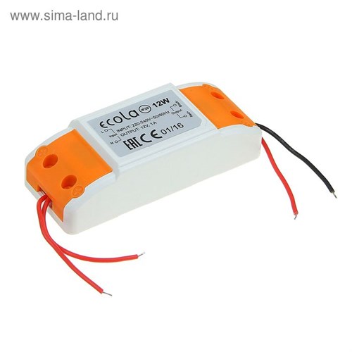 Блок питания Ecola для светодиодной ленты 12 В, 12 Вт, IP20 1803111 - фото 17039225