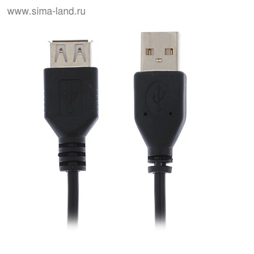 Кабель-удлинитель "Гарнизон" GCC-USB2-AMAF-1.8M, USB2.0, A(m)-A(f), 1.8 м, черный 4612612 - фото 17041708