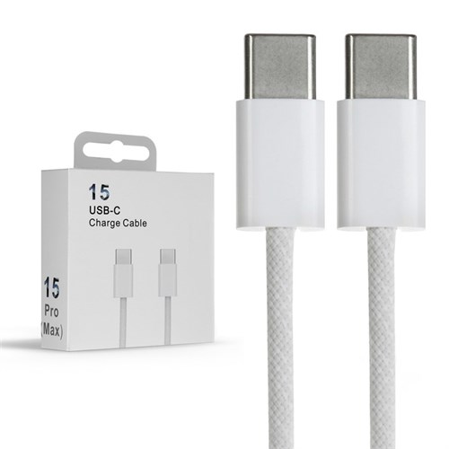 Кабель Type-C - Type-C, 3 А, 60 W, 1 м, передача данных, оплётка ткань, белый 10234104 - фото 17050911