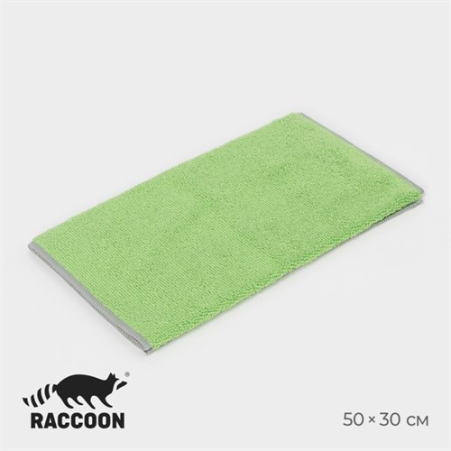 Тряпка для пола Raccoon, 250 г/м², 50×30 см, микрофибра, с оверлоком, 1 шт, цвет зеленый 10398204 - фото 17051650