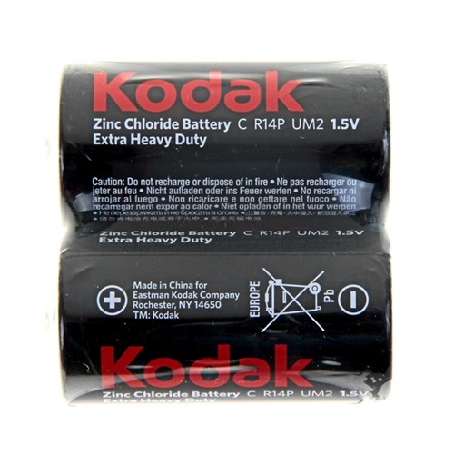 Батарейка солевая Kodak Extra Heavy Duty, С, R14-2S, 1.5В, спайка, 2 шт. 198424 - фото 17087886