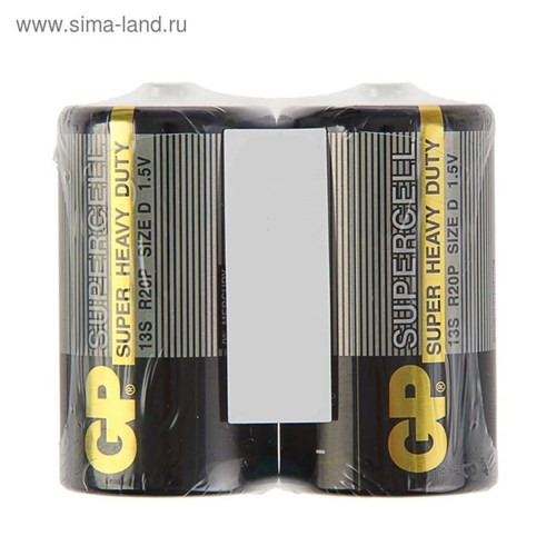 Батарейка солевая GP Supercell Super Heavy Duty, 13S R20Р, 1.5В, спайка, 2 шт. 470404 - фото 17087933
