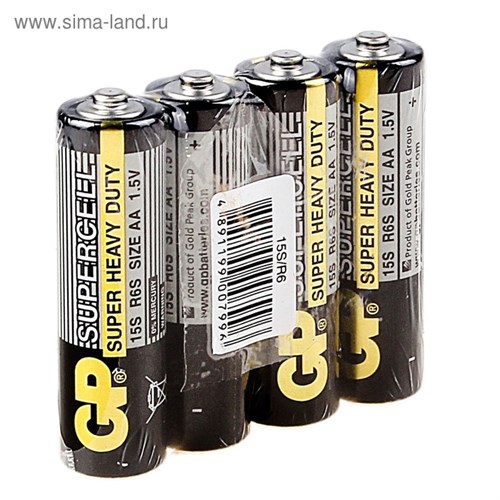 Батарейка солевая GP Supercell Super Heavy Duty, AA, R6-4S, 1.5В, спайка, 4 шт. 470412 - фото 17087942