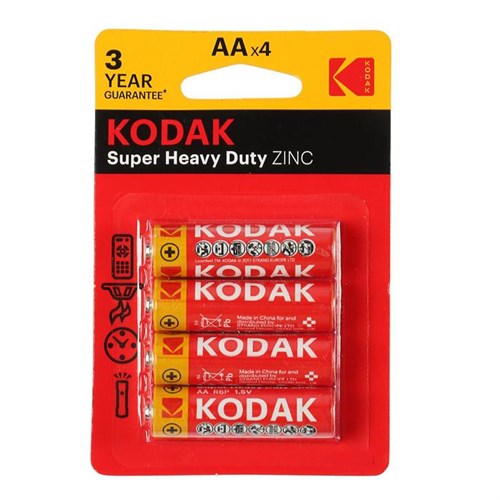 Батарейка солевая Kodak Extra Heavy Duty, AA, R6-4BL, 1.5В, блистер, 4 шт. 475484 - фото 17087952