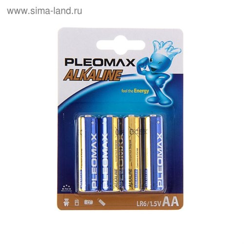 Батарейка алкалиновая Pleomax, AA, LR6-4BL, 1.5В, блистер, 4 шт. 475490 - фото 17087956