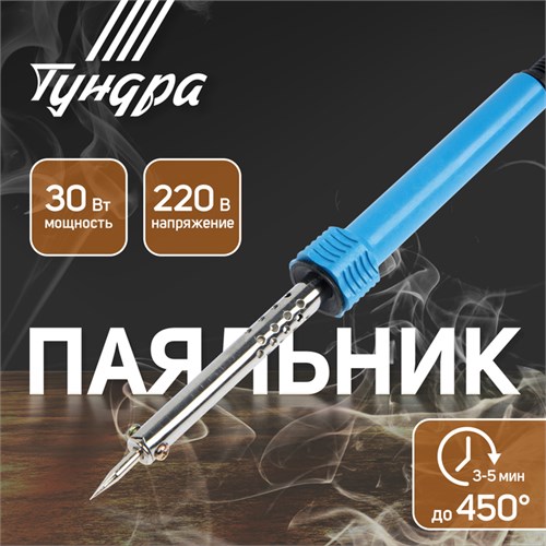 Паяльник ТУНДРА, пластиковая рукоятка, 30 Вт, 220 В 1026056 - фото 17090650