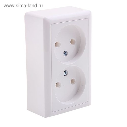 Розетка двойная SE "Хит", 16 А, 250 В, накладная, без з/к, IP20, белая, RA16-237-B 1182327 - фото 17091515