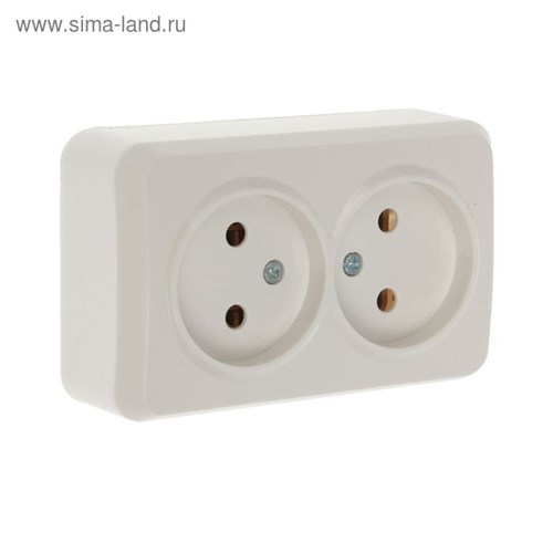 Розетка Smartbuy "Юпитер", 10 А, двухместная, открытая, без з/к, белая 2174285 - фото 17097724