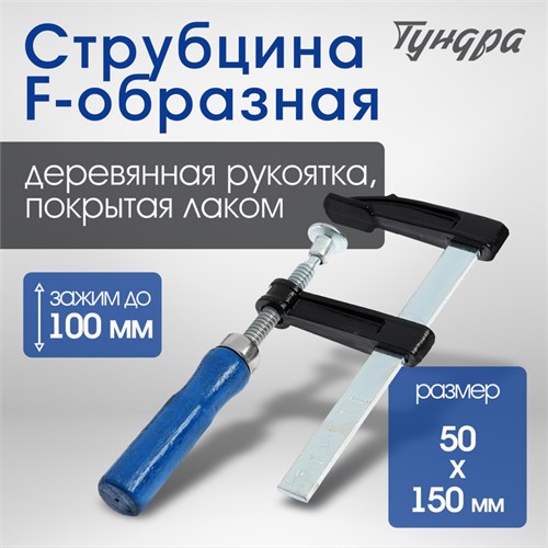 Струбцина F-образная ТУНДРА, 100 х 50 х 150 мм 1722217 - фото 17097733
