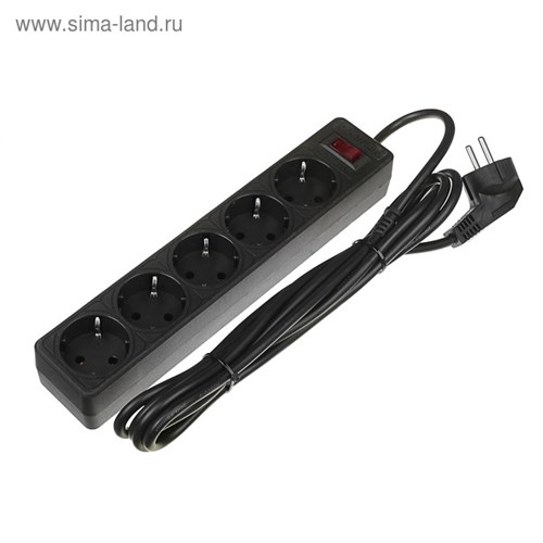 Сетевой фильтр Smartbuy One, 5 розеток, 3 м, 10 А, 2200 Вт, с з/к, черный 2475723 - фото 17099421